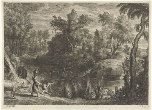Landscape with women drawing water