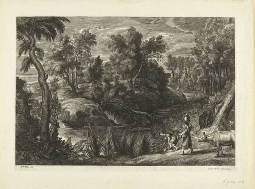 Landscape with women drawing water