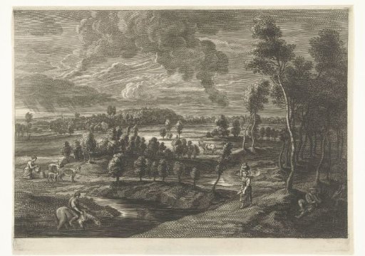 Landscape with woman with jug on head