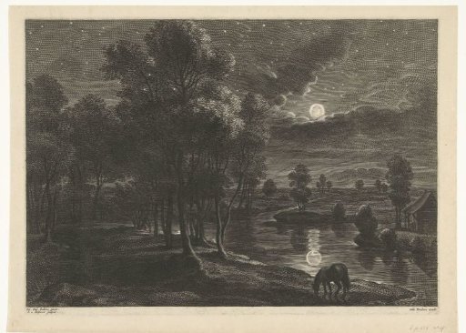 Landscape by moonlight at night