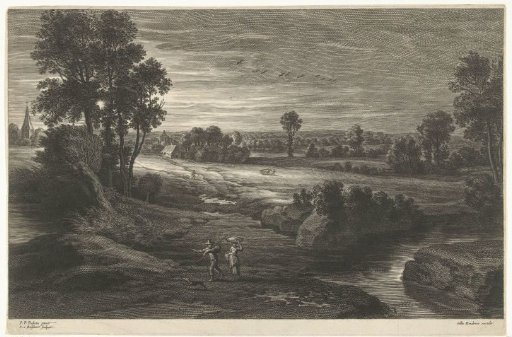 Landscape with watercourse and figures