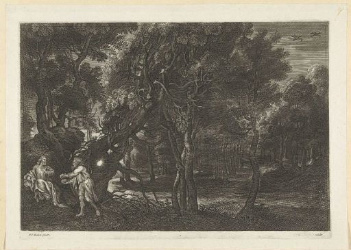 Forest landscape with the Temptation of Christ