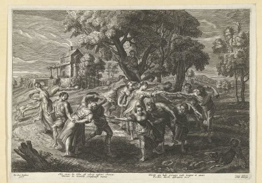 Landscape with men and women dancing
