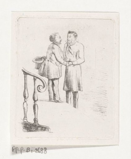 Two men on a staircase