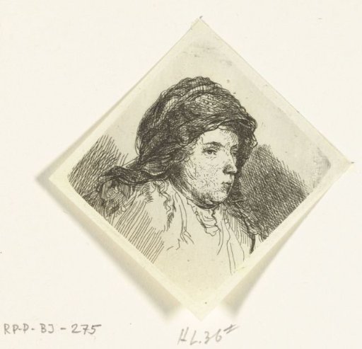 Portrait bust of a woman with a cloth around her head