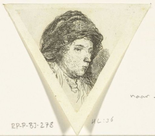 Portrait bust of a woman with a cloth around her head