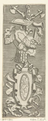 Flat decoration with trophy of shields
