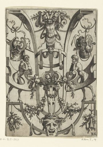 Flat decoration with scrollwork