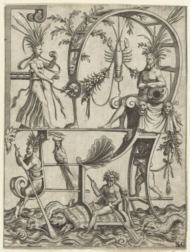 Vessel with a river god and a woman