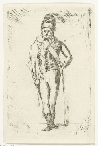 Standing soldier leaning on his musket