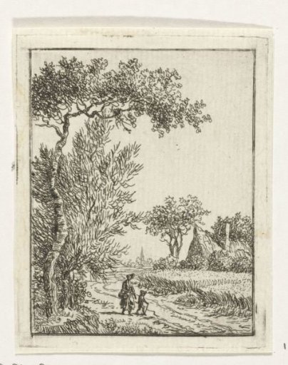 Woman with child on a country road