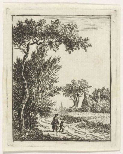 Woman with child on a country road
