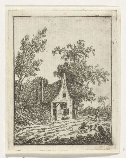 House with a neck gable among trees