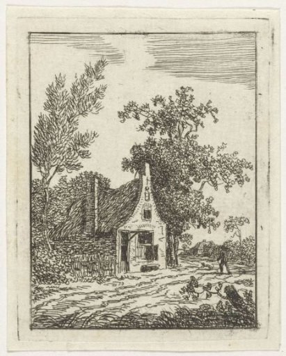 House with a neck gable among trees