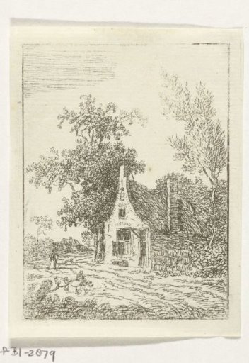 House with a neck gable among trees