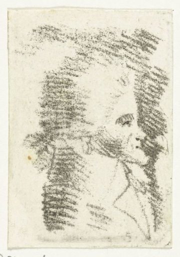 Man's bust in profile to the right