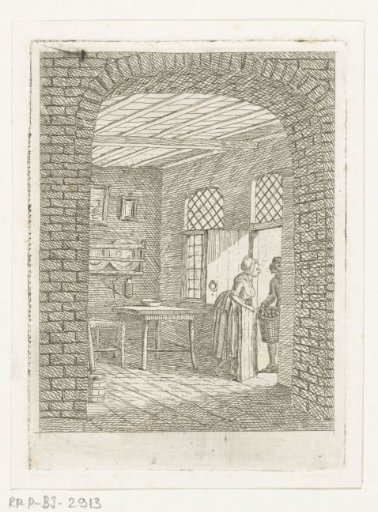View of a man and woman talking at the door