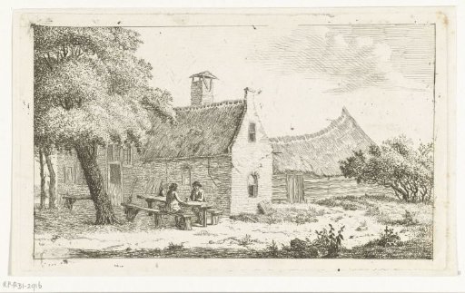 Two men at a table in front of the inn Het Molentje on the Amstel