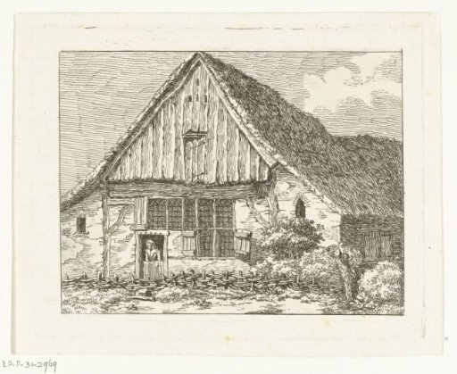 A woman looking out of the door of a farmhouse