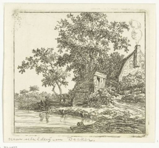 Angler by a shed by the water