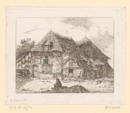 Man Sitting on a Mound in Front of a House in Staphorst