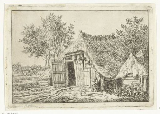 Man smoking a pipe sitting in front of a shed outside Hattem