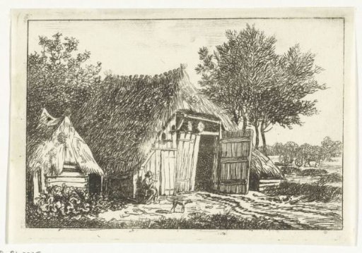 Man smoking a pipe sitting in front of a shed outside Hattem