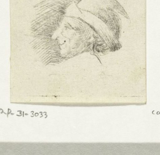 Head of a man with a cap, facing left