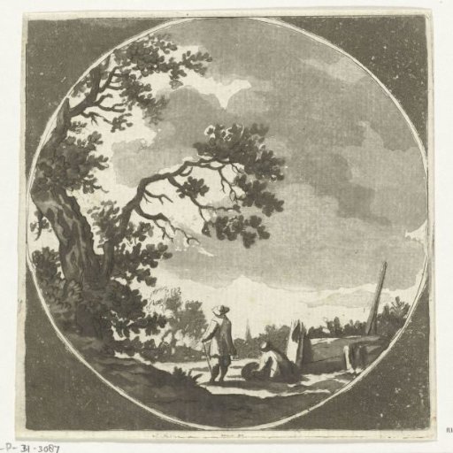 Landscape with two walkers