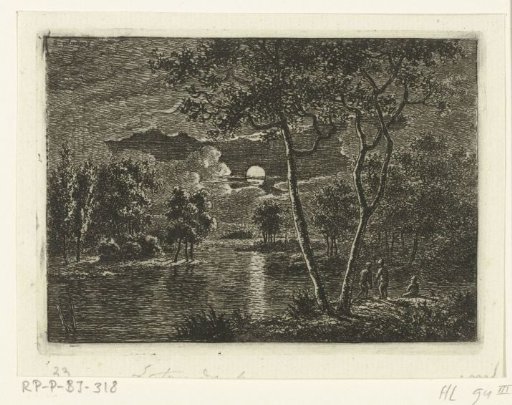 River view by night with a full moon