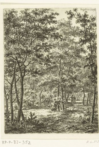 Forest view, a draftsman in the foreground