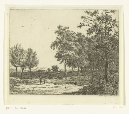 Landscape with a man and a boy by a river
