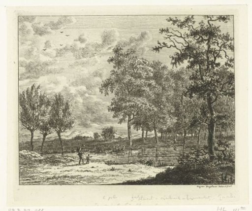 Landscape with a man and a boy by a river