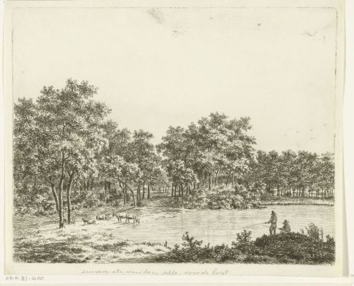 Landscape with a pond and two anglers