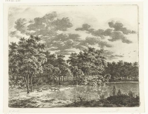 Landscape with a pond and two anglers