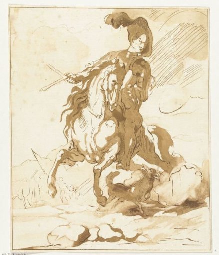 Horseman with dog