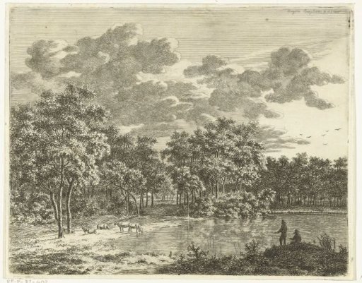 Landscape with a pond and two anglers