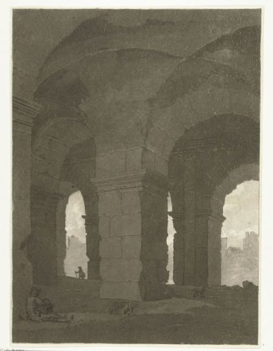 Under the arches of the Colosseum