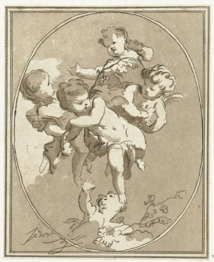 Five Putti with Flower Branches