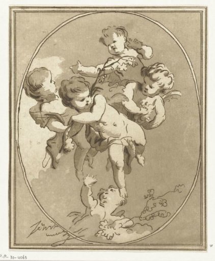 Five Putti with Flower Branches