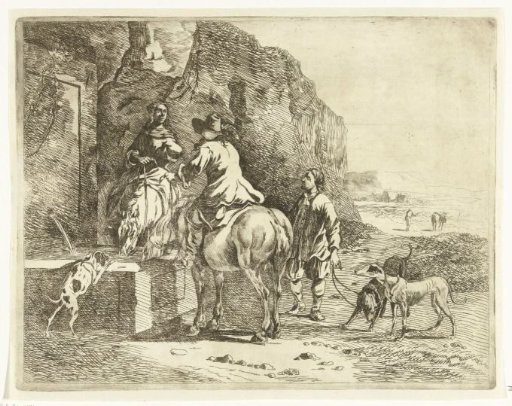 Riders at a watering place