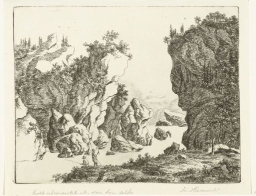 View of a ravine in Styria with two fishermen