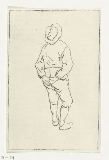 Man with hands behind back and hat