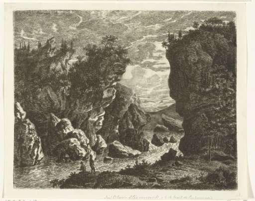 View of a ravine in Styria with two fishermen