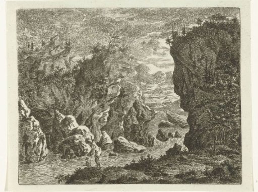View of a ravine in Styria with two fishermen