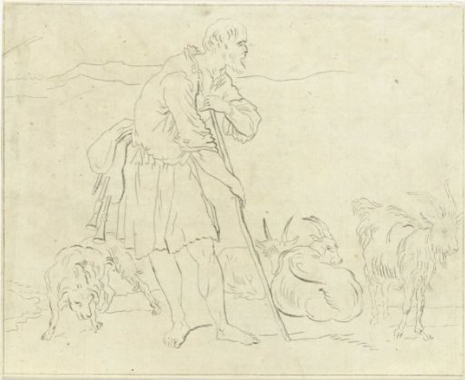 Shepherd with Goats