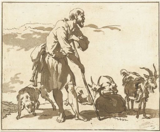 Shepherd with Goats