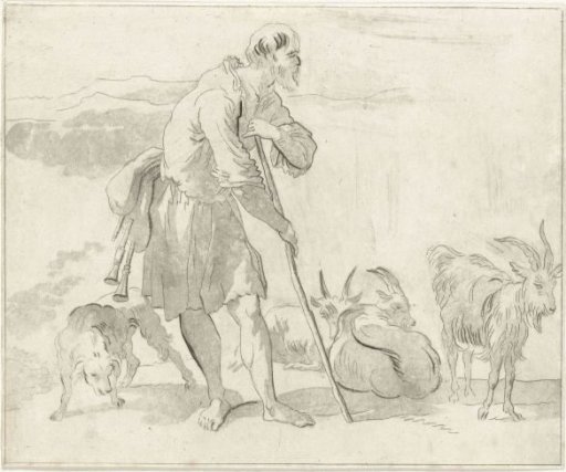 Shepherd with Goats