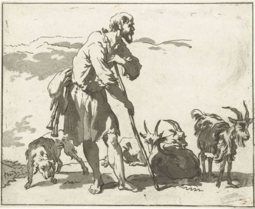 Shepherd with Goats