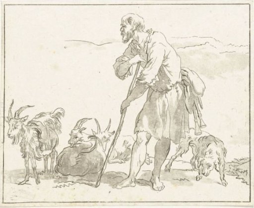 Shepherd with Goats
